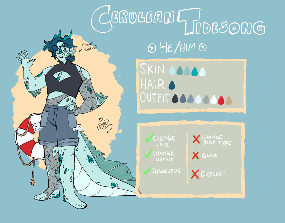 Ref sheet; $75 (most ref sheets will have another pose or outfit!)